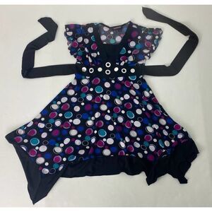 2006 My Michelle Polka Dot Mirrored Handkerchief Hem Dress Y2K - Girls Size 8